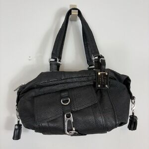 Vintage Gwen Stefani L.A.M.B Black Leather Shoulder Bag Y2K 90s Textured Scales